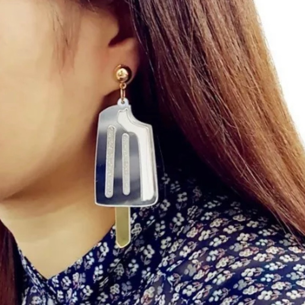 NWT Silver Popsicle acrylic earrings - Picture 2 of 2